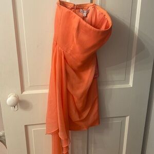 Orange strapless dress